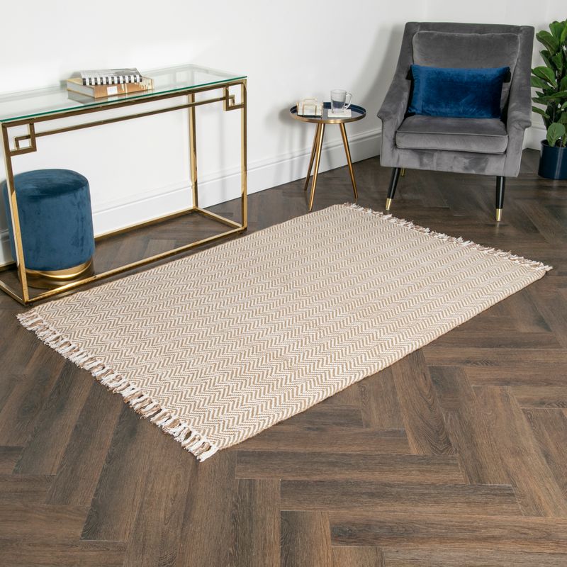 Brown Zig Zag Jute & Cotton Rug