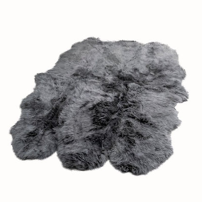 Extra Large Grey Genuine Super Soft NZ Sheepskin Rug - 6 Pelt 180cm x 200cm