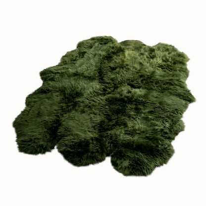 Extra Large Olive Green Genuine Super Soft NZ Sheepskin Rug - 6 Pelt 180cm x 200cm