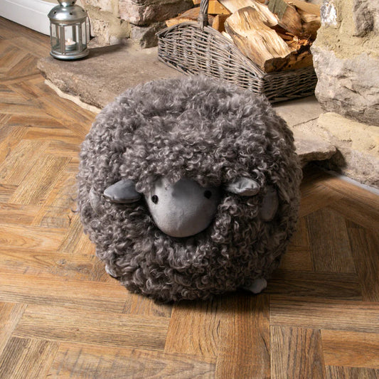 Shearling Lamby Grey Sheepskin Stool