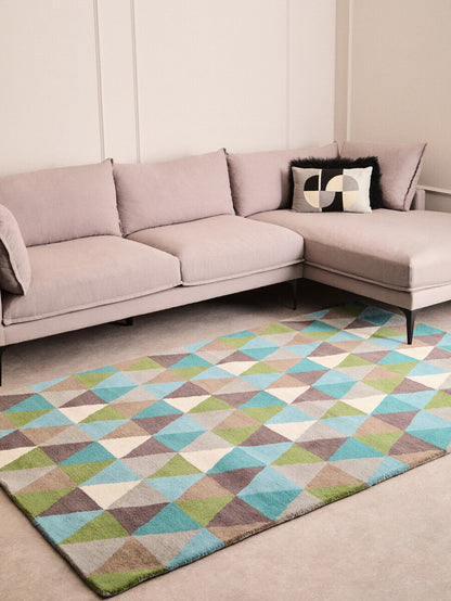 Oslo Multicoloured Geometric Large Wool Rug 150cm x 240cm