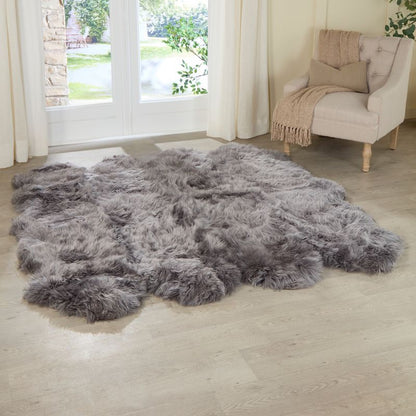 Extra Large Grey Genuine Super Soft NZ Sheepskin Rug - 8 Pelt 180cm x 240cm