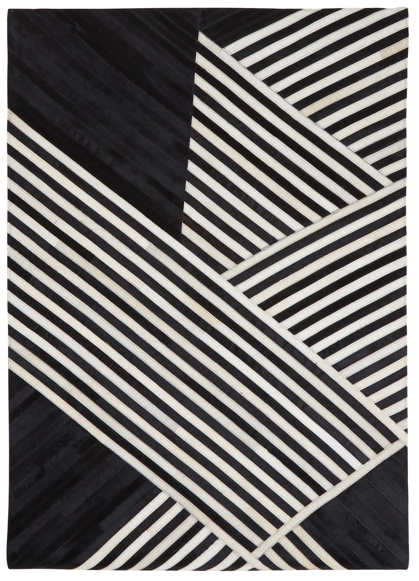Black And White Hair on Leather Rug 230cm x 160cm