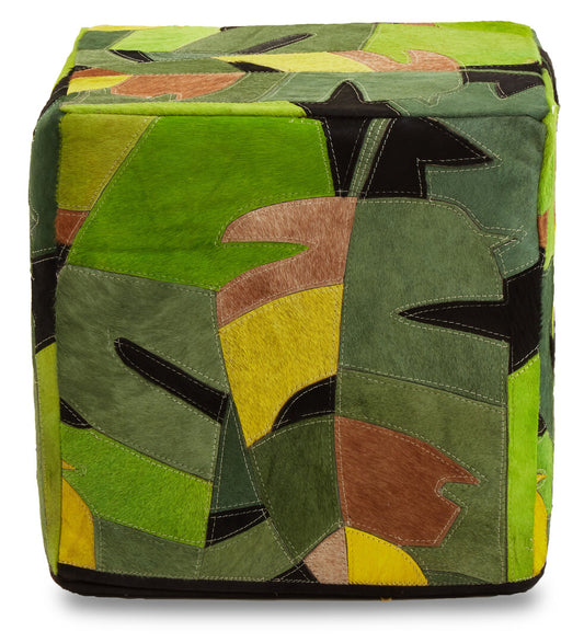 Botanical Leather Pouffe
