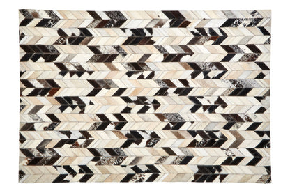 Luxury Multicoloured Genuine Cowhide Leather Chevron Patchwork Rug