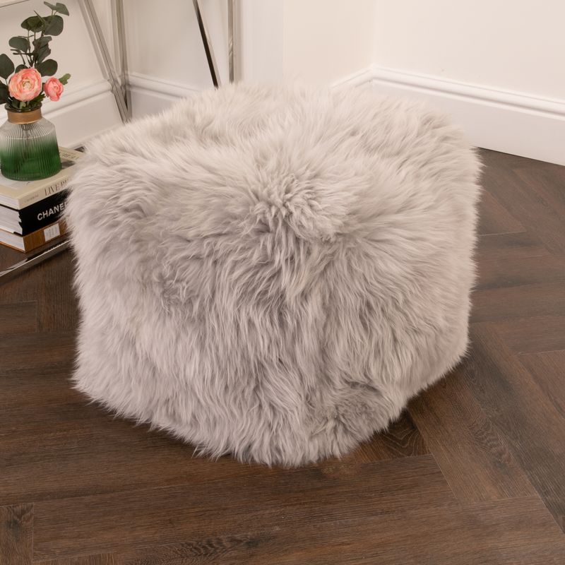 Grey Sheepskin Pouffe