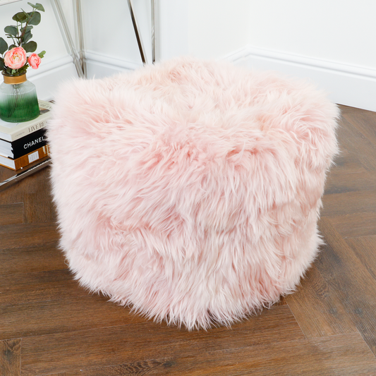 Pink Sheepskin Pouffe
