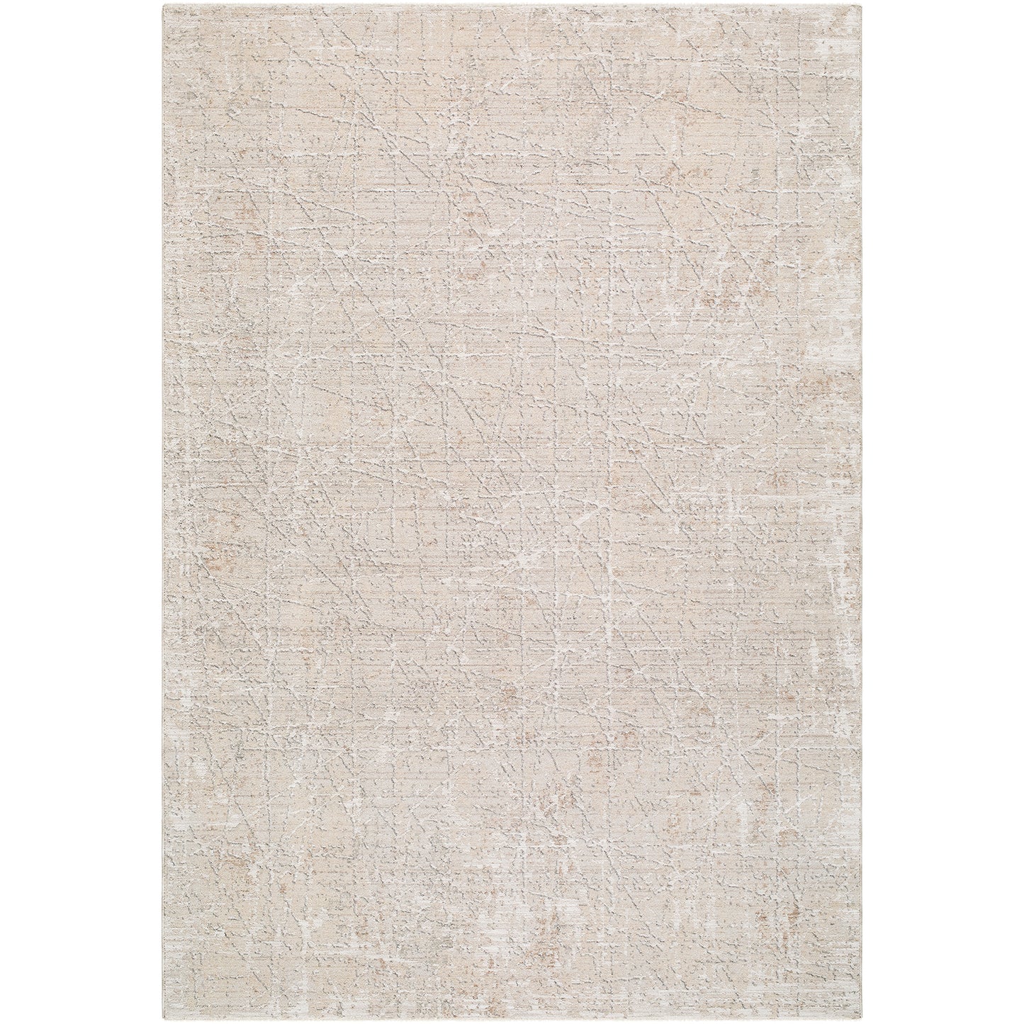 Nathan Beige Modern Abstract Fringe Rug