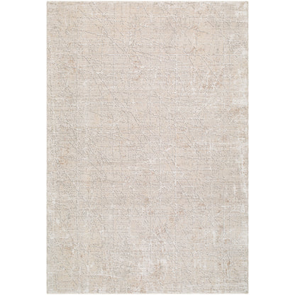 Nathan Beige Modern Abstract Fringe Rug