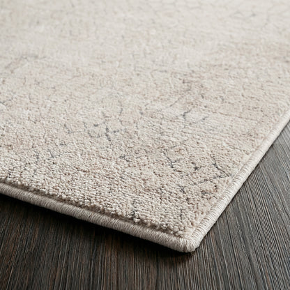 Nathan Beige Modern Abstract Fringe Rug