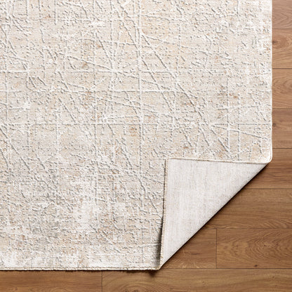 Nathan Beige Modern Abstract Fringe Rug