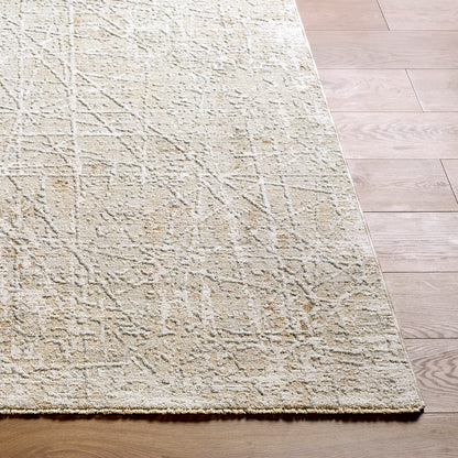 Nathan Beige Modern Abstract Fringe Rug