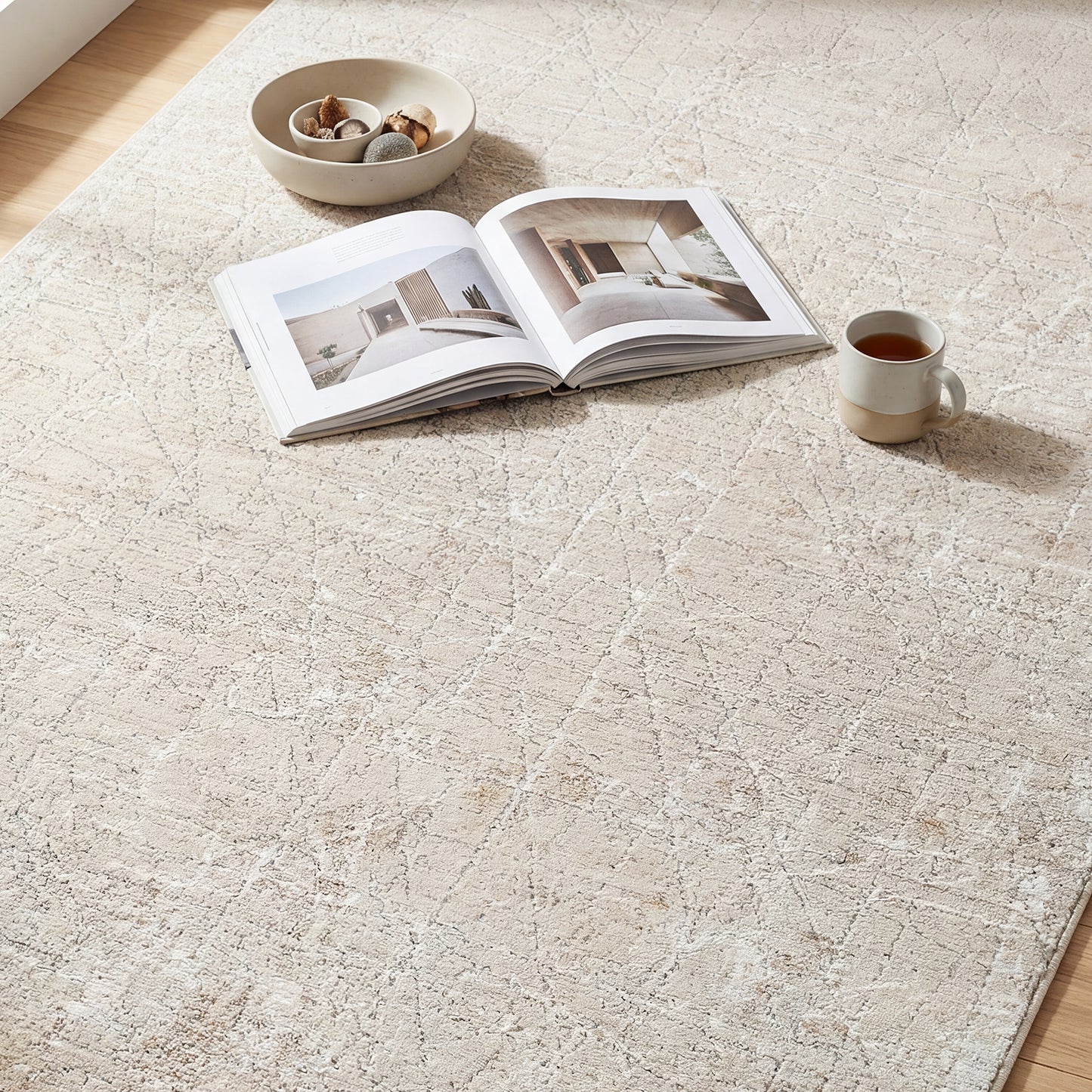 Nathan Beige Modern Abstract Fringe Rug