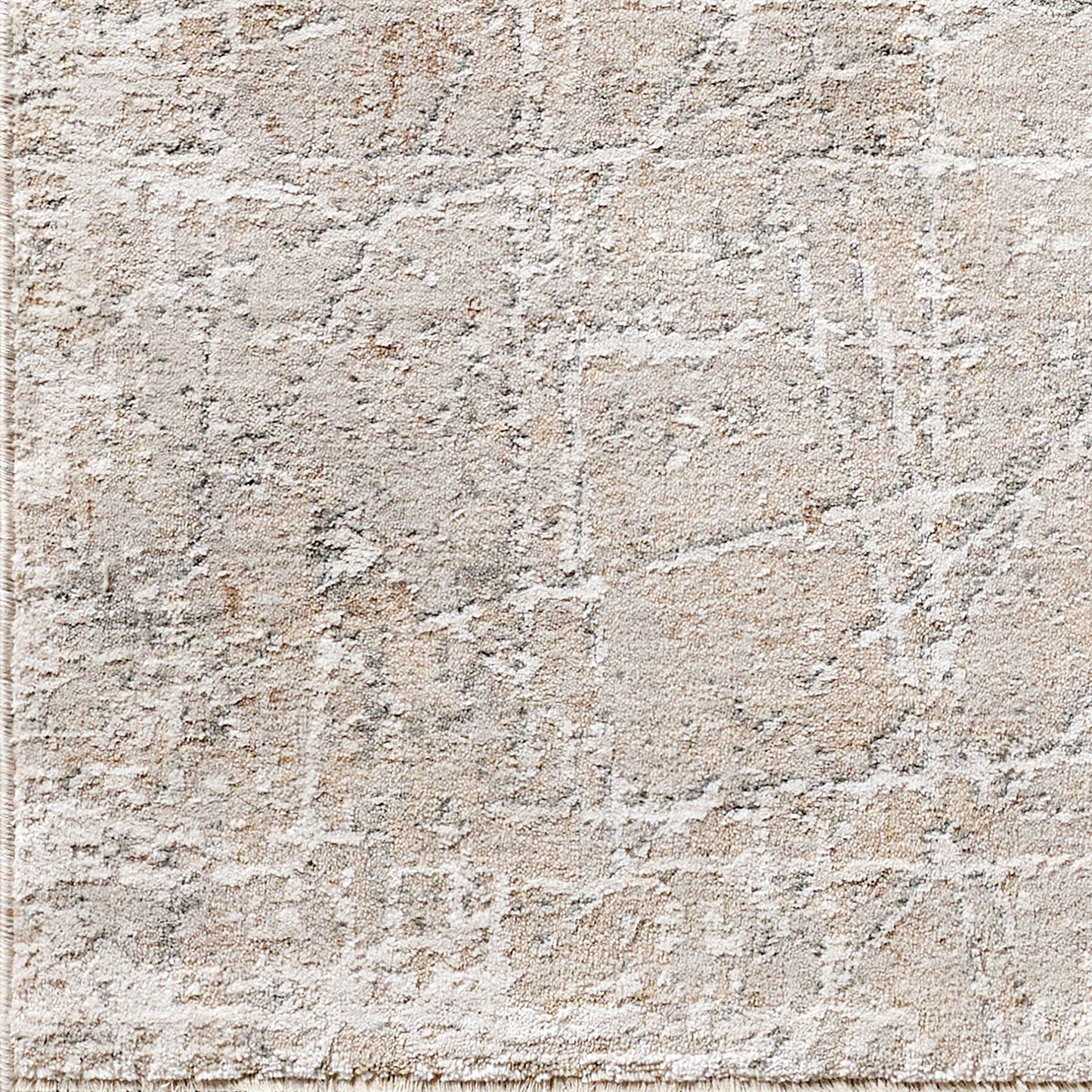 Nathan Beige Modern Abstract Fringe Rug