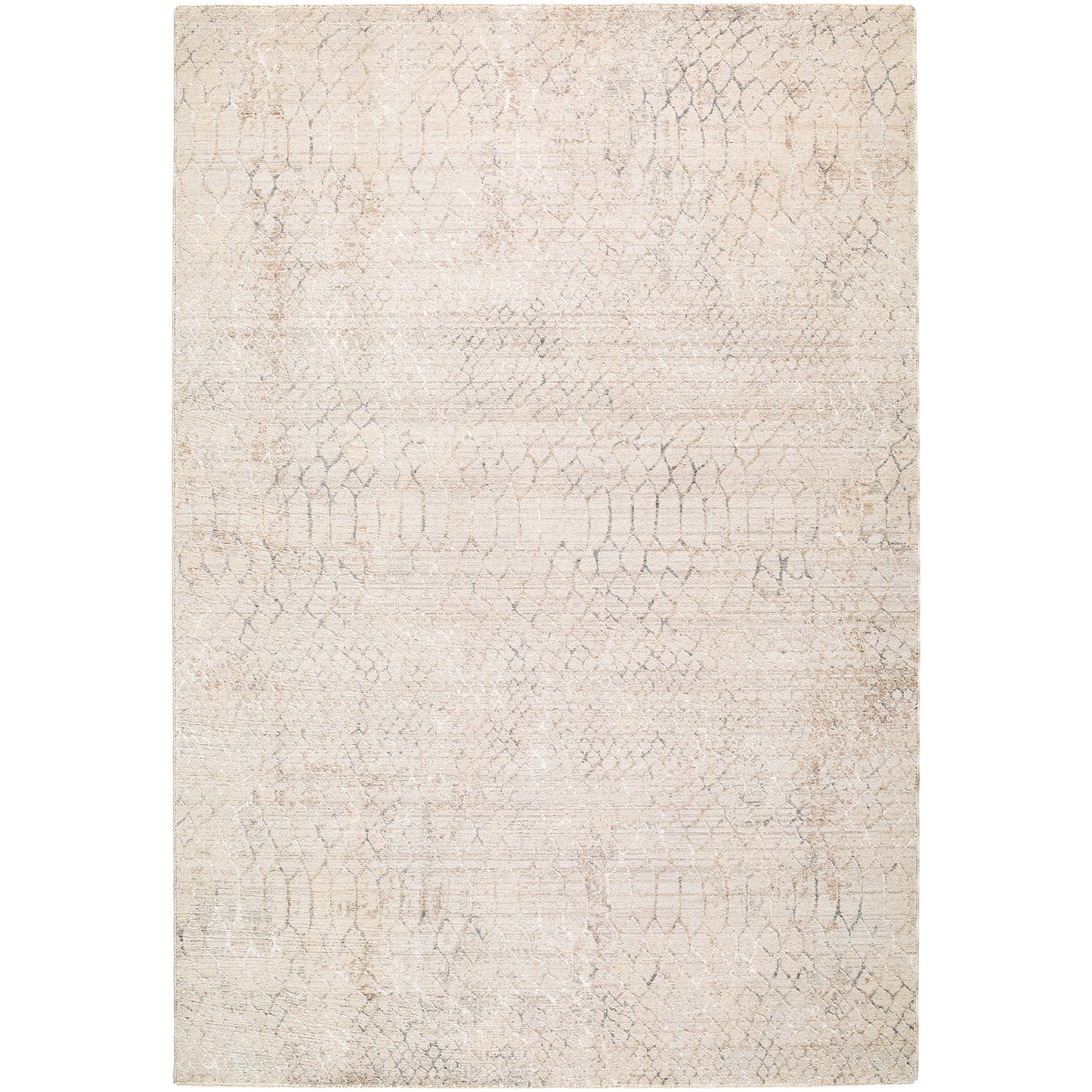 Nathan Beige Modern Geometric Fringe Rug