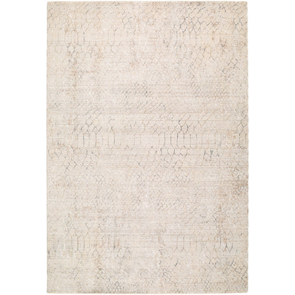 Nathan Beige Modern Geometric Fringe Rug