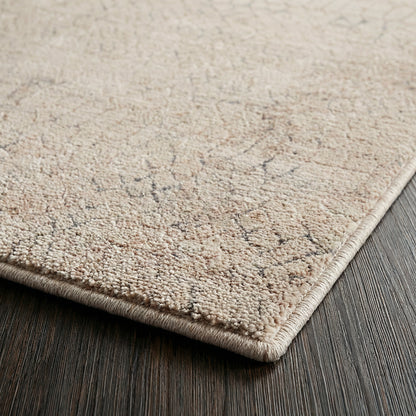 Nathan Beige Modern Geometric Fringe Rug