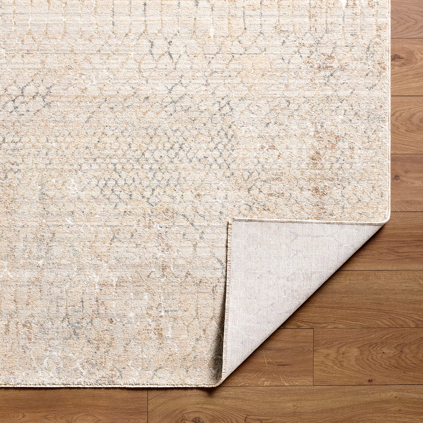 Nathan Beige Modern Geometric Fringe Rug
