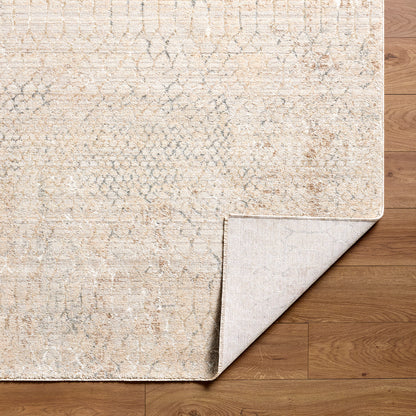 Nathan Beige Modern Geometric Fringe Rug