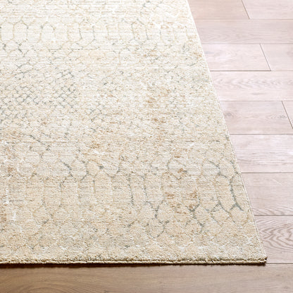Nathan Beige Modern Geometric Fringe Rug
