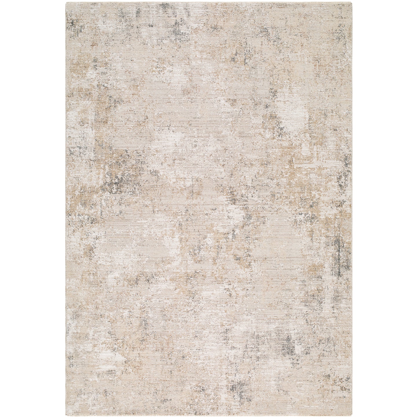 Nathan Beige Abstract Modern Marble Fringe Rug