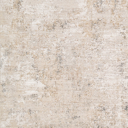 Nathan Beige Abstract Modern Marble Fringe Rug