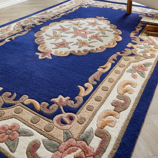 Origins Shensi Navy Blue Traditional Wool Rug
