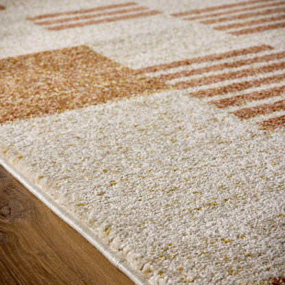 Origins Nomad Block Terracotta and Beige Modern Rug