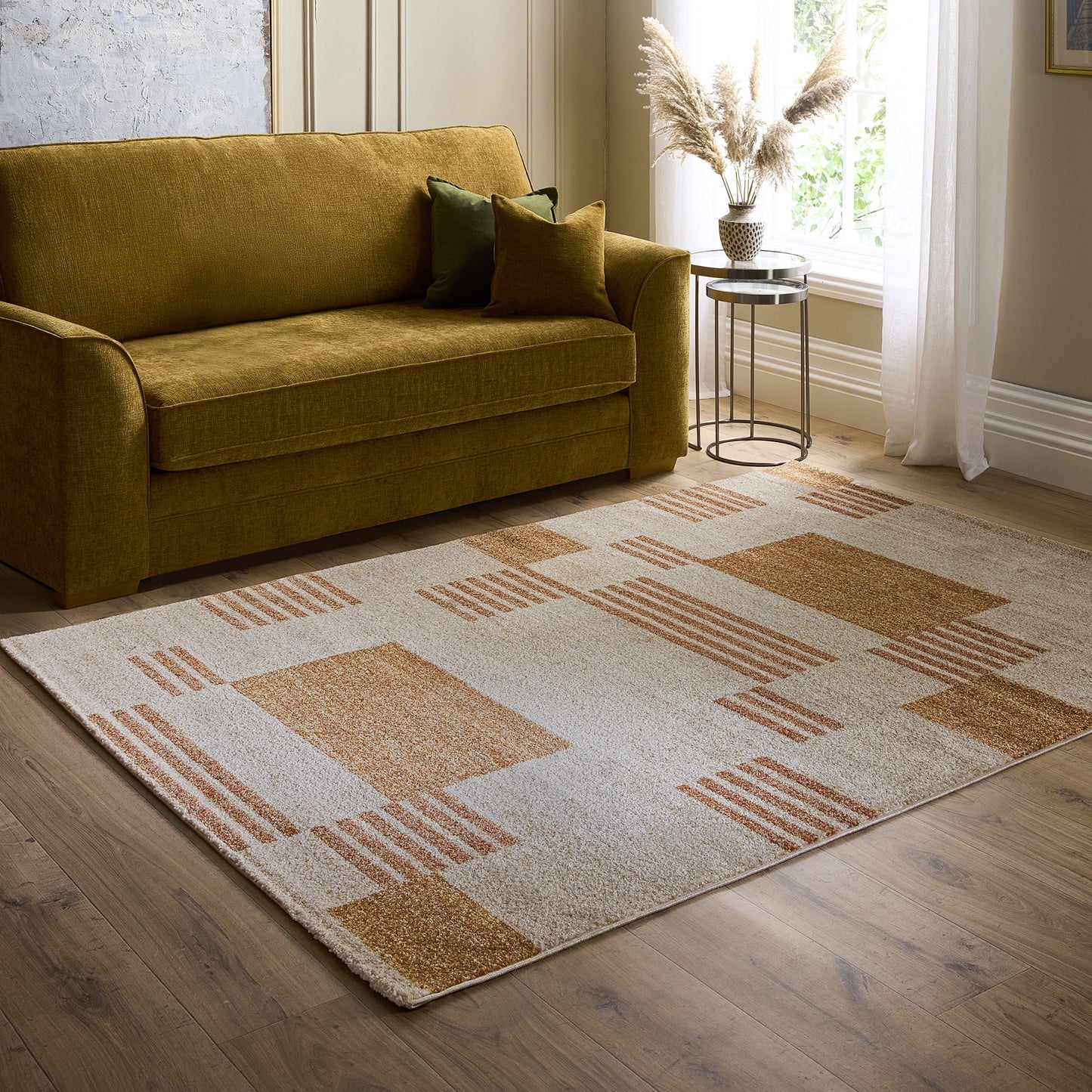 Origins Nomad Block Terracotta and Beige Modern Rug