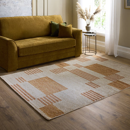 Origins Nomad Block Terracotta and Beige Modern Rug