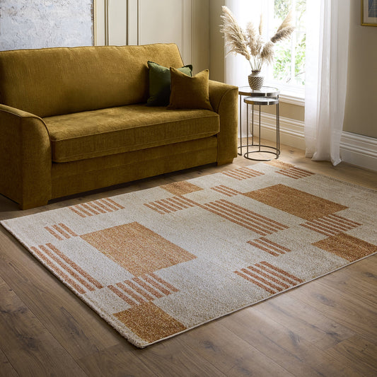 Origins Nomad Block Terracotta and Beige Modern Rug