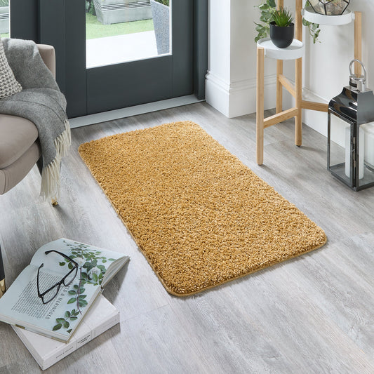 My Rug Ochre Deep Yellow Medium Shaggy Machine Washable Rug 140cm x 200cm