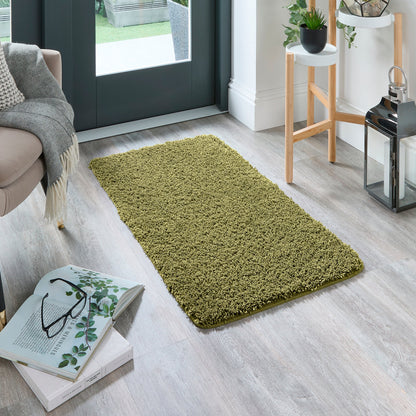My Rug Olive Green Medium Shaggy Machine Washable Rug 140cm x 200cm