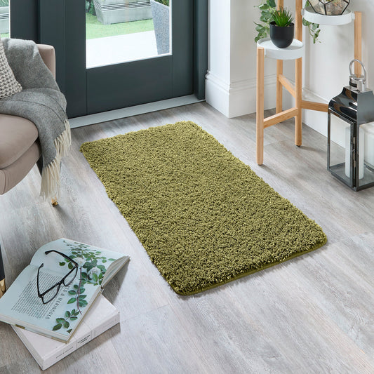 My Rug Olive Green Medium Shaggy Machine Washable Rug 140cm x 200cm