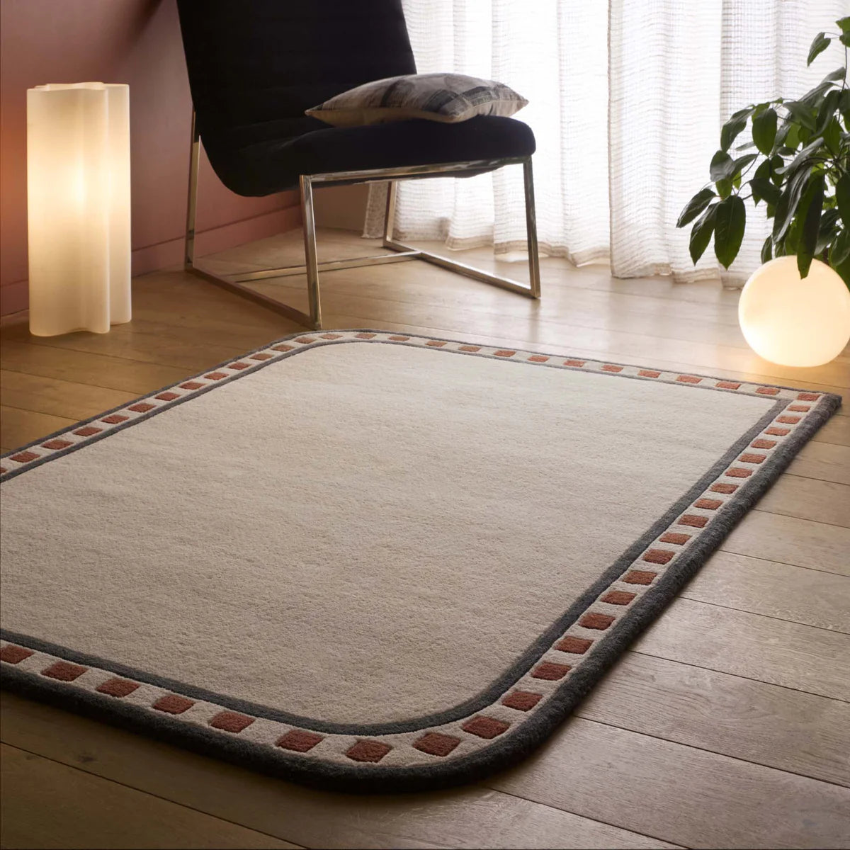 Origin Borderline Natural Beige Premium Wool Rug
