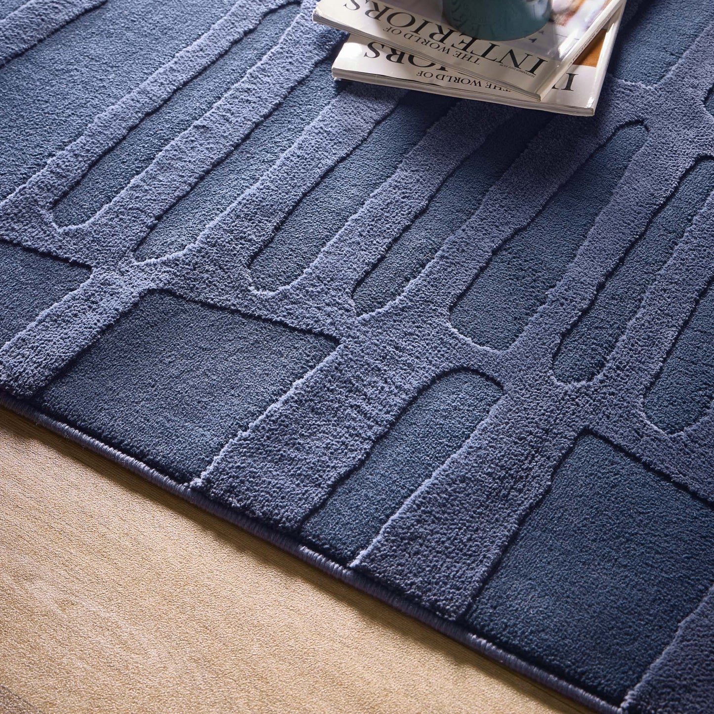 Origin Pathway Large Navy Blue Washable Rug 160cm X 230cm