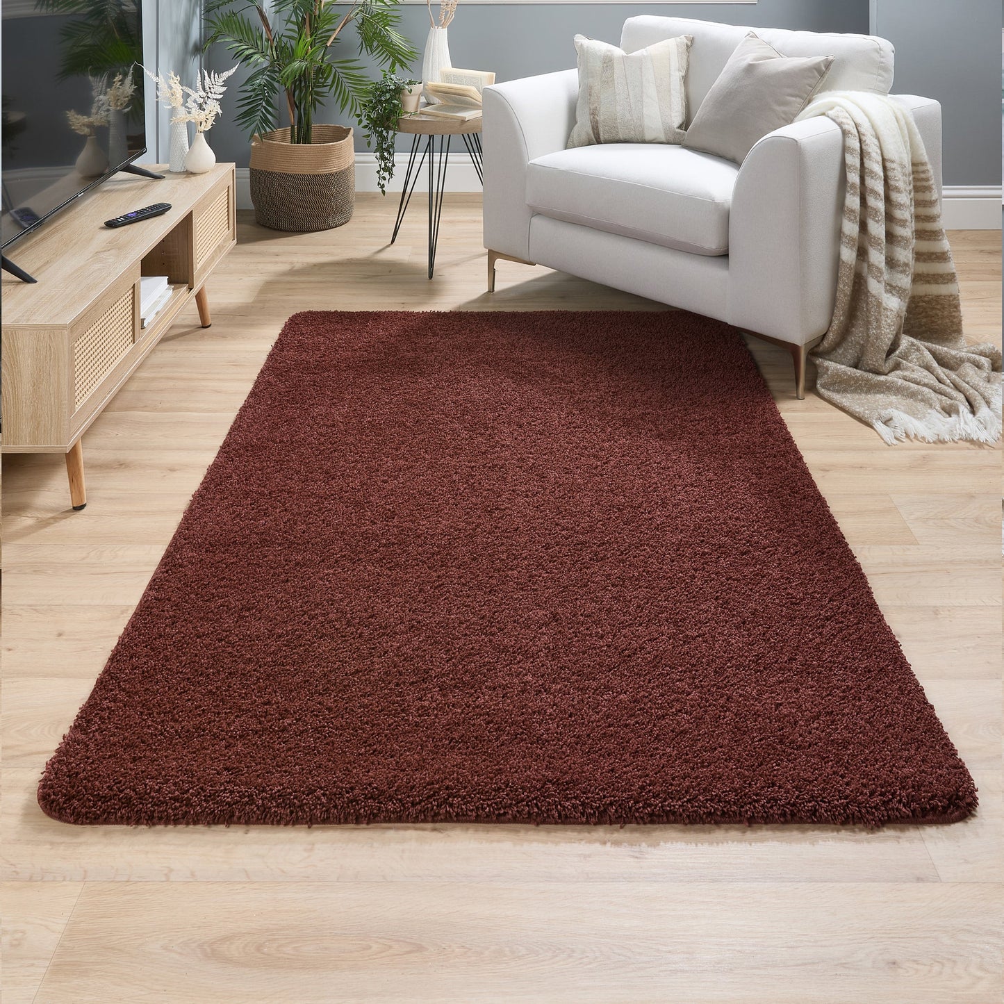 My Rug Ox Red Medium Shaggy Machine Washable Rug 140cm x 200cm