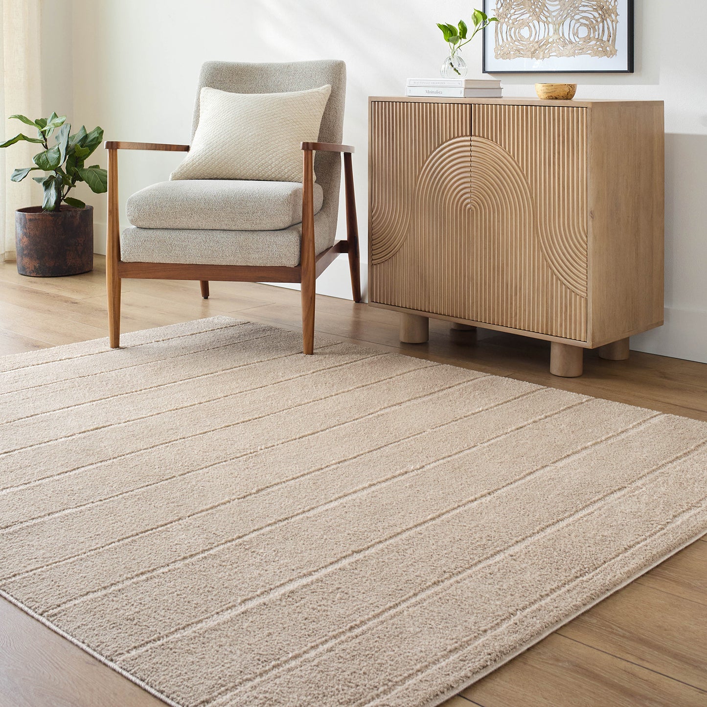 Cascade Our PNW Home Beige Modern High Pile Rug