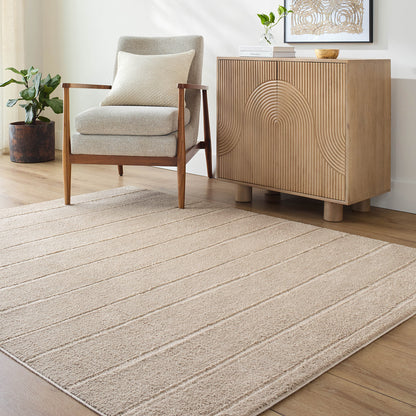 Cascade Our PNW Home Beige Modern High Pile Rug