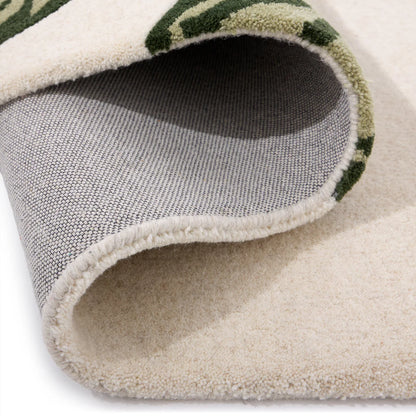 Origins Paradise Leaf Cream and Green Modern Wool Rug