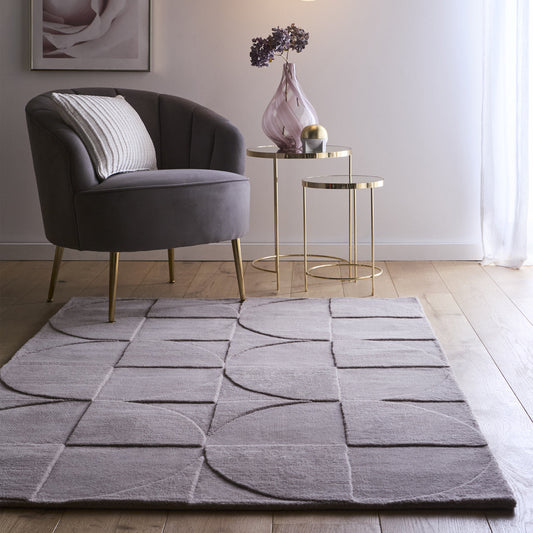 Origins Penny Mauve Light Purple Geometric Wool Rug