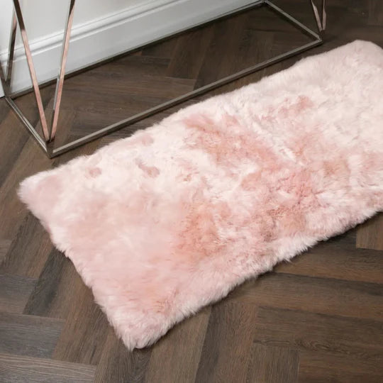 Pink Rectangle Genuine NZ Sheepskin Rug 70cm x 140cm