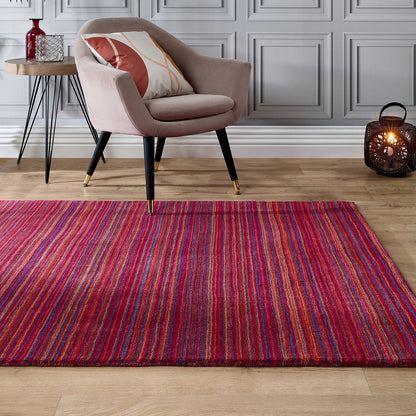 Origins Fine Stripes Purple and Pink Wool Rug