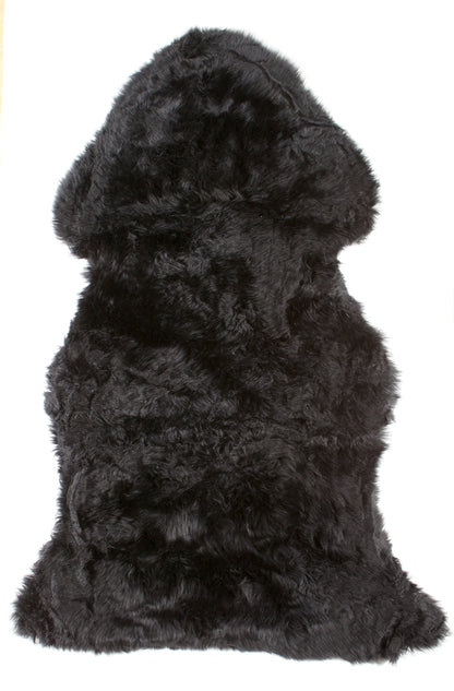 Small Black Genuine Super Soft Sheepskin Rug - 60cm x 110cm-120cm