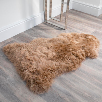 Small Light Brown Genuine NZ Super Soft Sheepskin Rug - 60cm x 110cm-120cm