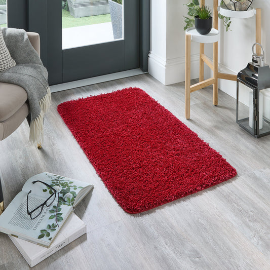 My Rug Red Medium Shaggy Machine Washable Rug 140cm x 200cm