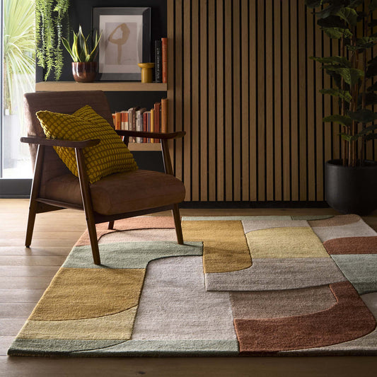 Origins Retro Deco Tan Wool Rug