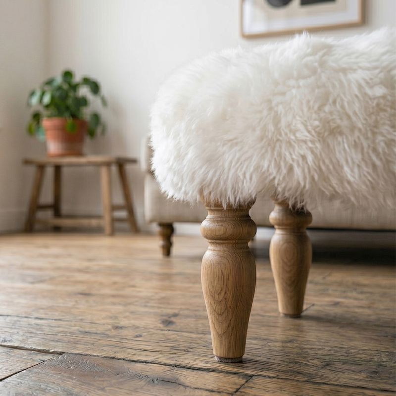 Shearling Lambskin Ivory White Stool