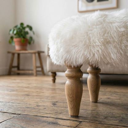 Shearling Lambskin Ivory White Stool