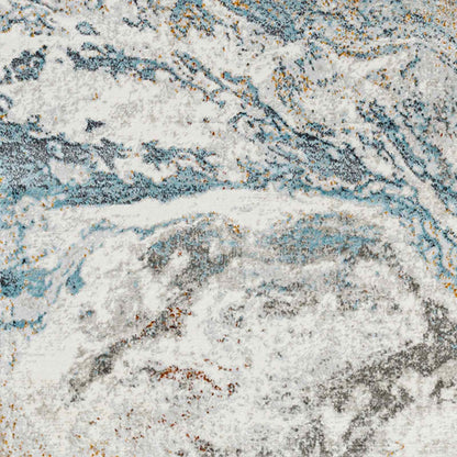 San Francisco Blue Abstract Modern Marble Rug